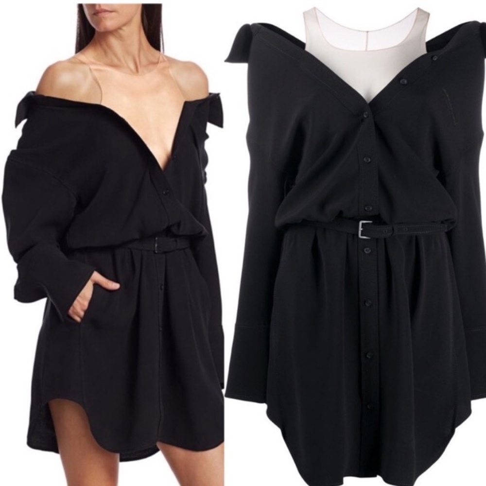Authentic Alexander Wang 'Falling Shoulder' Shirt Dress Sz 2 NWT